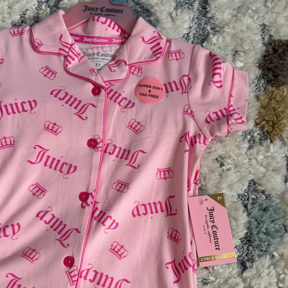Juicy Couture Pink Crown Print Kids Pajama Set